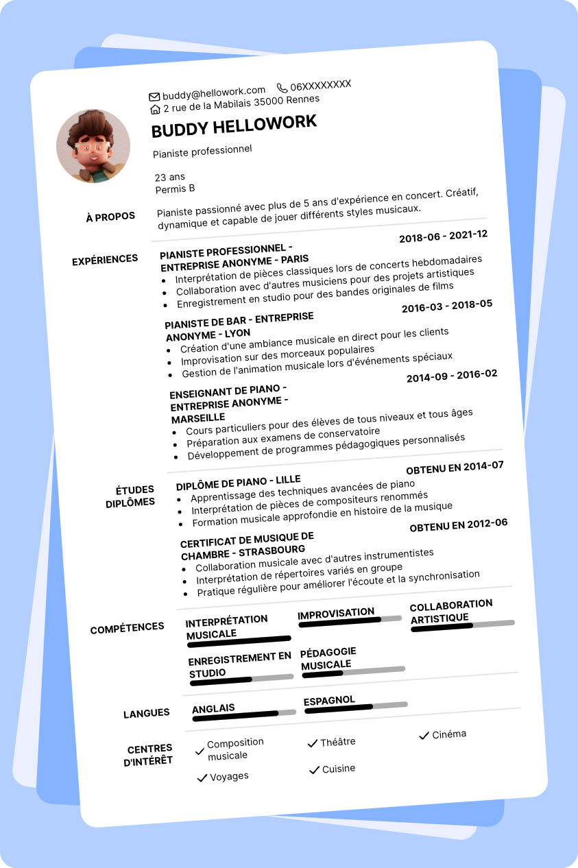 Exemple CV Pianiste
