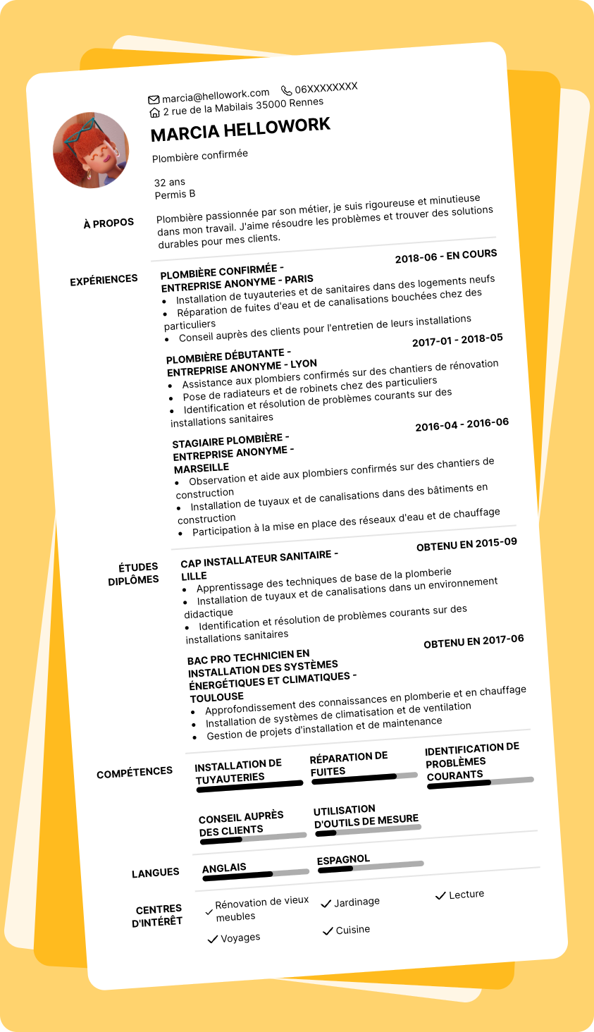 Modèle CV Plombier Exemple CV Plombier