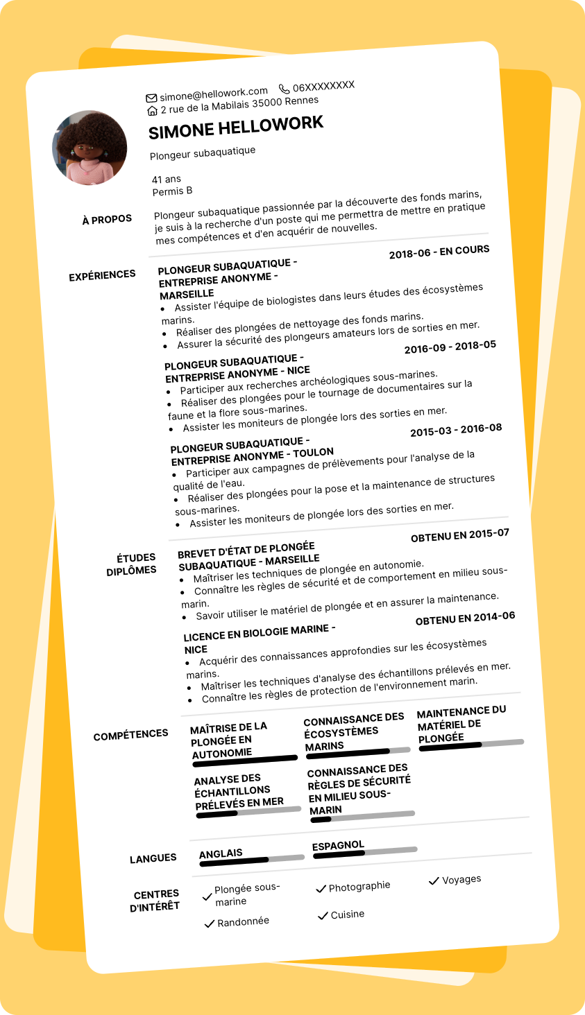 Exemple CV Plongeur subaquatique