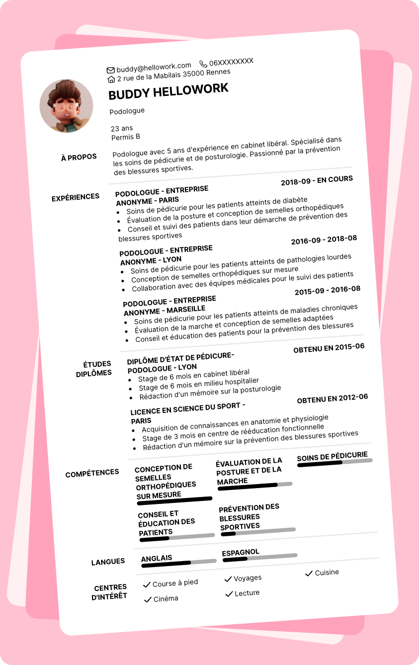 Modèle CV Podologue Exemple CV Podologue