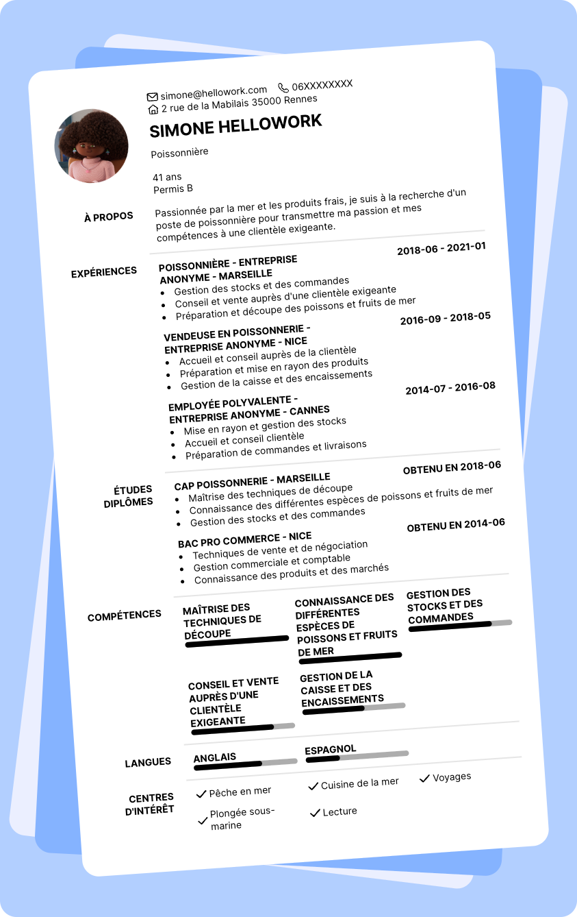 Exemple CV Poissonnier