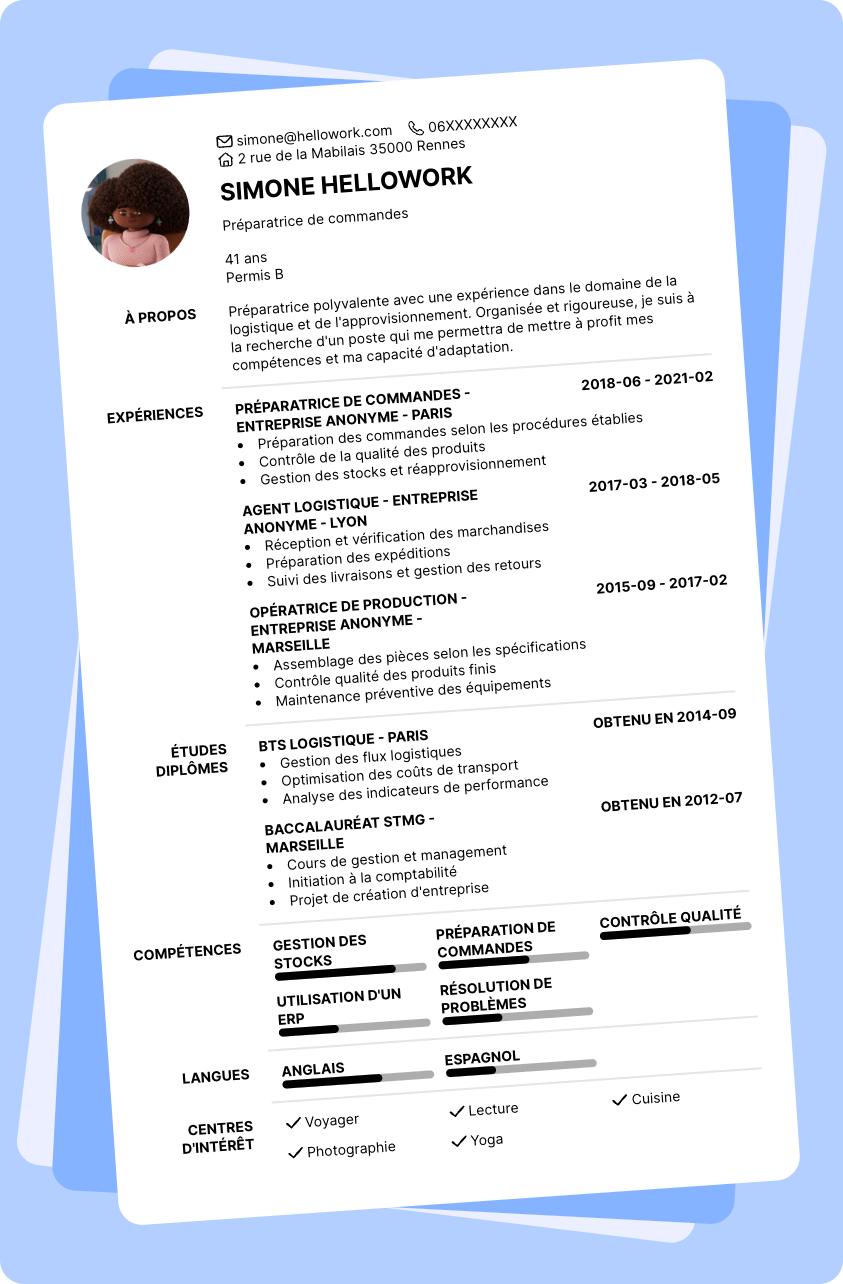 Exemple CV Préparateur