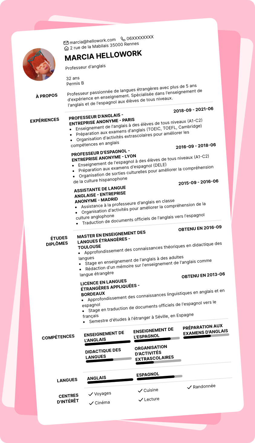 Exemple CV Professeur