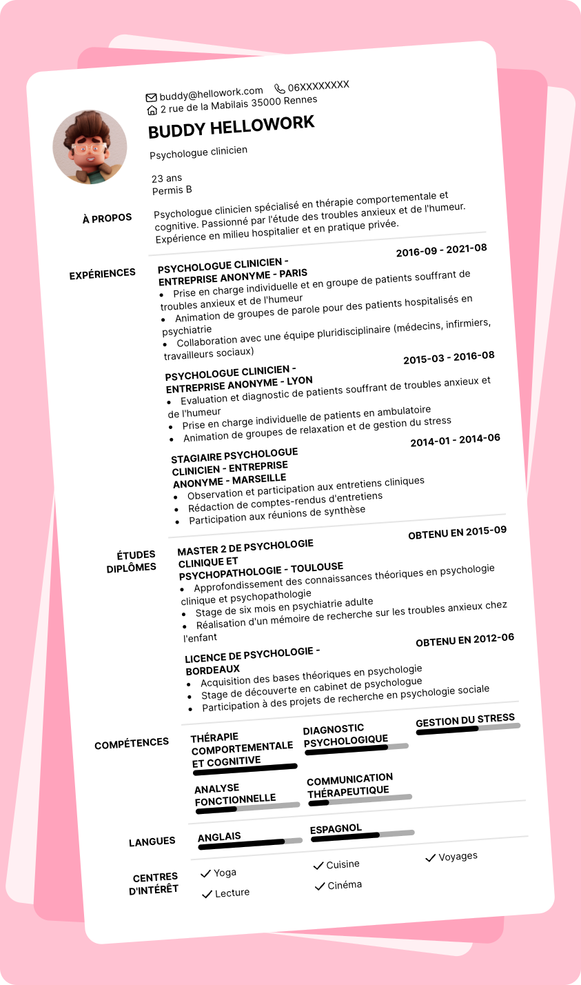 Exemple CV Psychologue