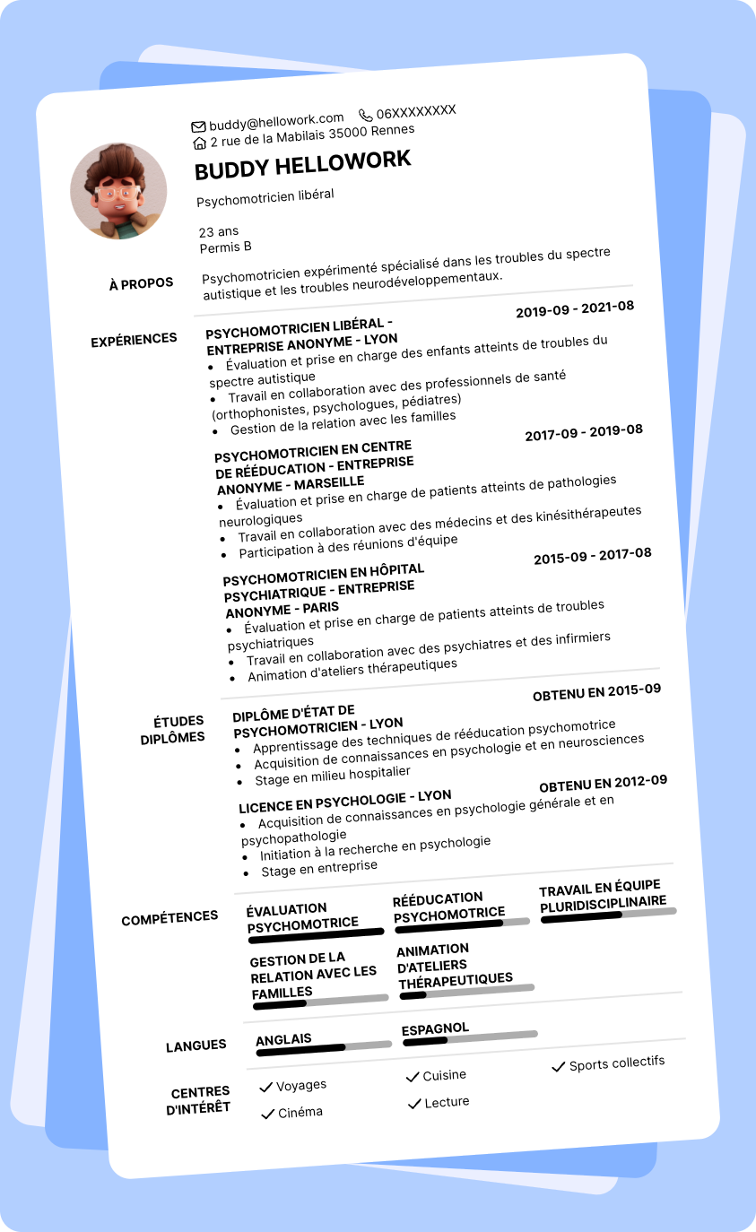 Modèle CV Psychomotricien Exemple CV Psychomotricien