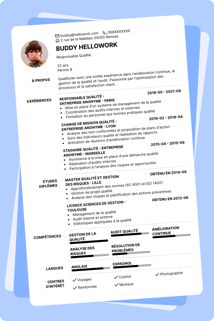 Modèle CV Qualiticien Exemple CV Qualiticien