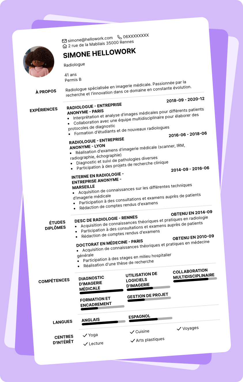 Modèle CV Radiologue Exemple CV Radiologue