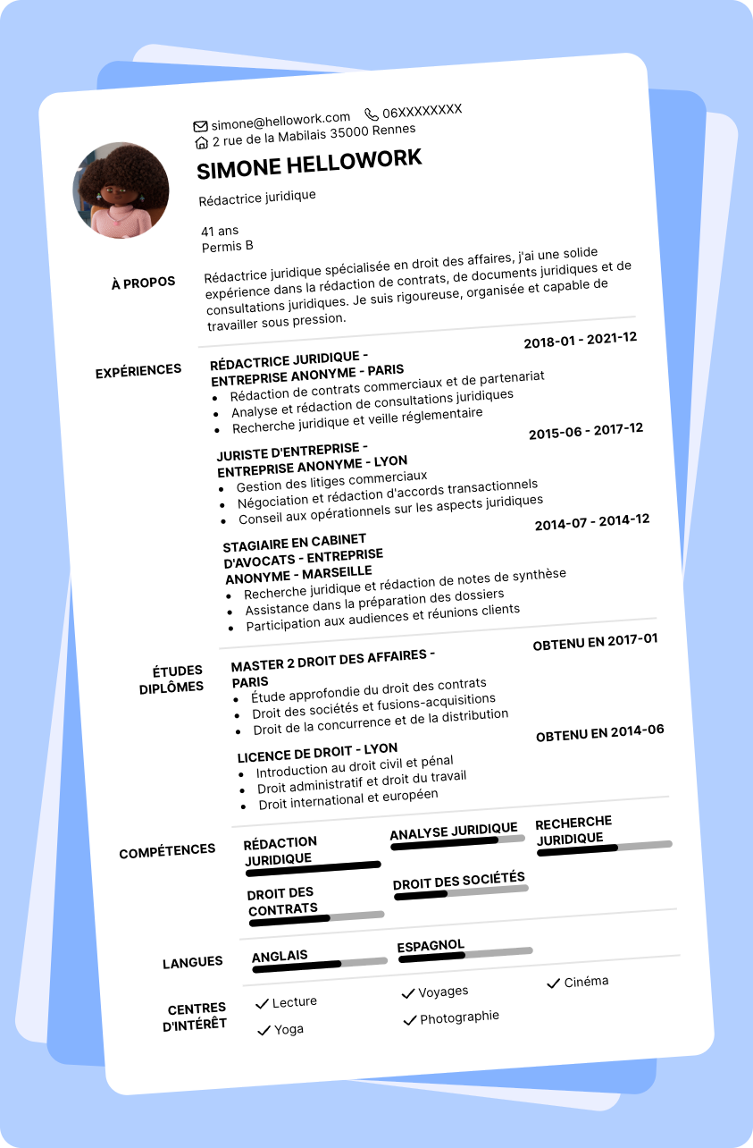 Exemple CV Rédacteur juridique