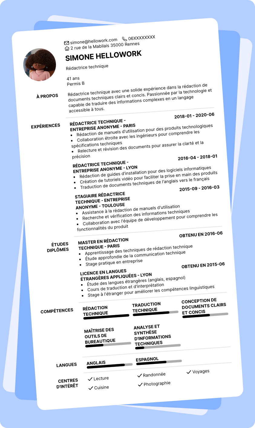 Modèle CV Rédacteur technique Exemple CV Rédacteur technique
