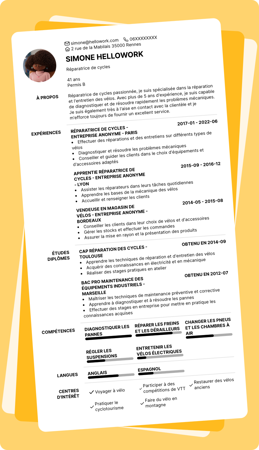 Modèle CV Technicien cycle Exemple CV Technicien cycle