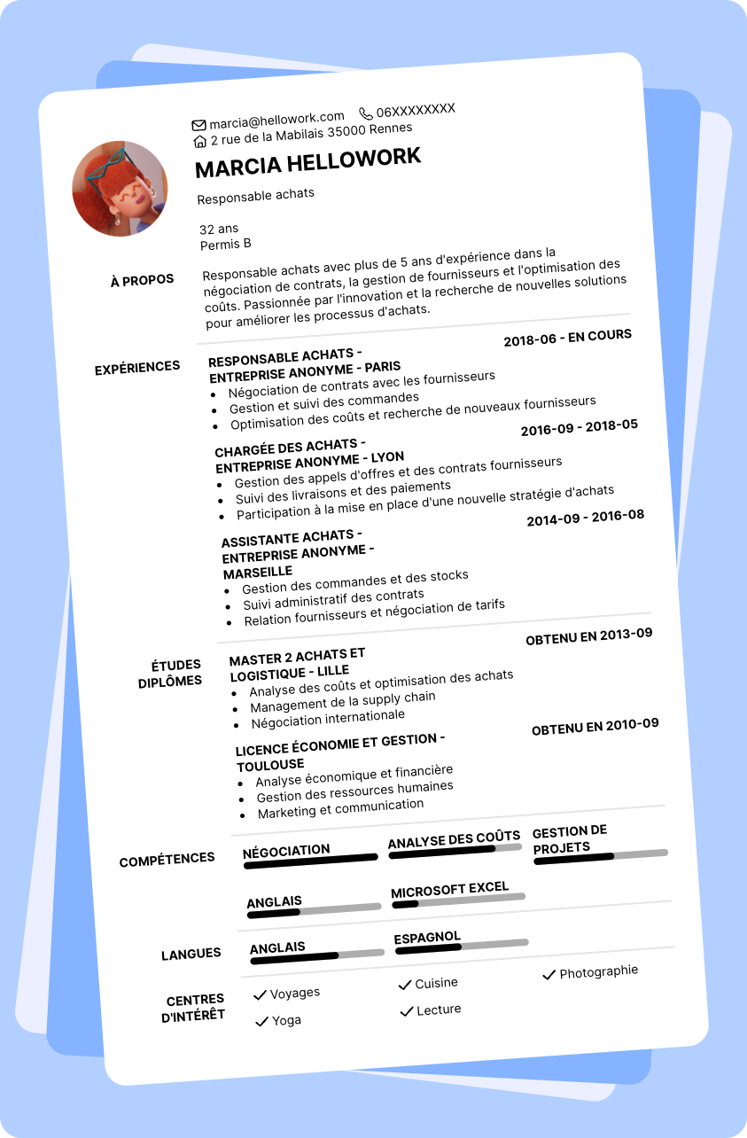 Exemple CV Responsable achat