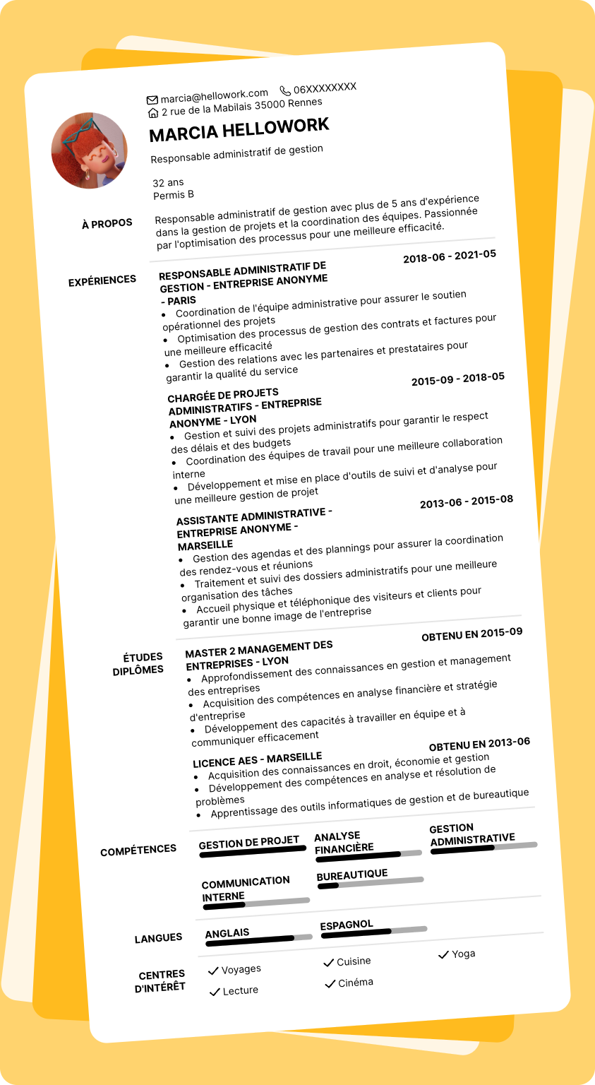 Modèle CV Responsable administratif Exemple CV Responsable administratif