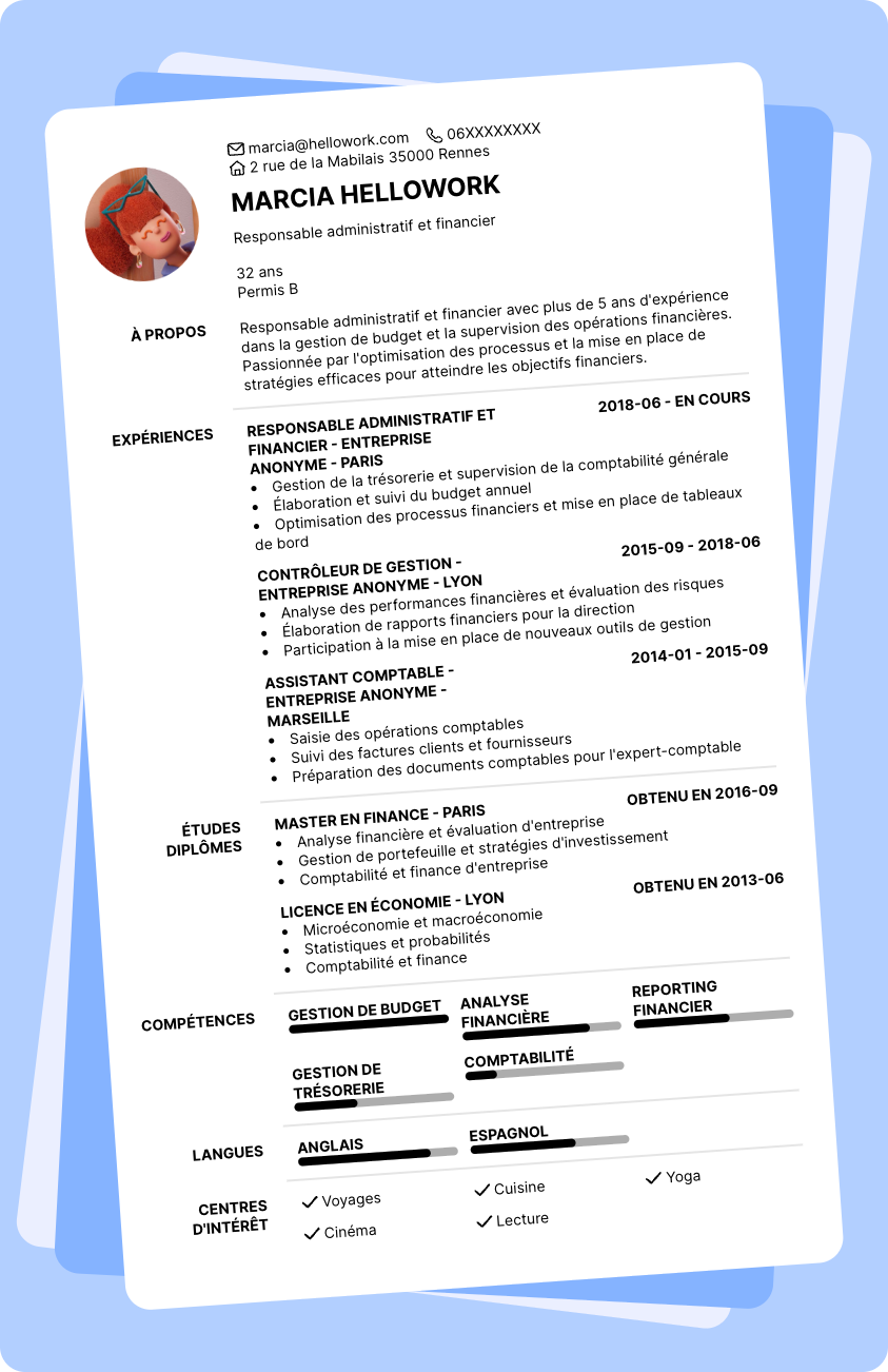 Modèle CV Responsable administratif et financier Exemple CV Responsable administratif et financier