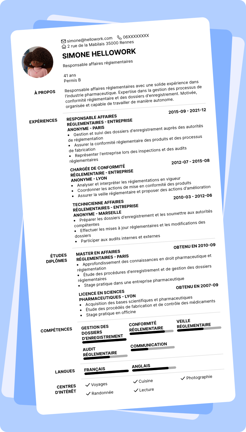Exemple CV Chargé d'affaires réglementaires