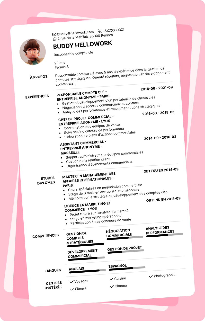 Exemple CV Responsable compte clé
