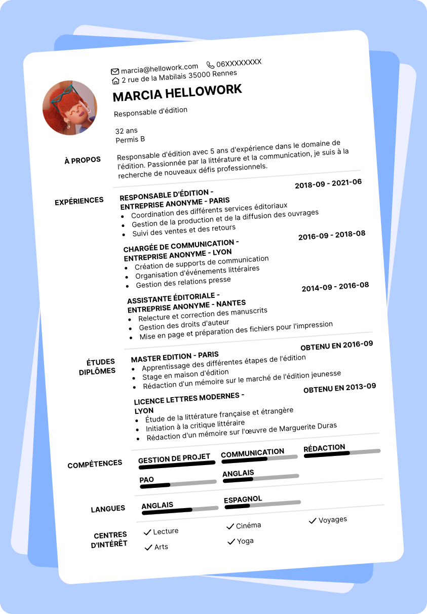 Modèle CV Responsable d'édition Exemple CV Responsable d'édition