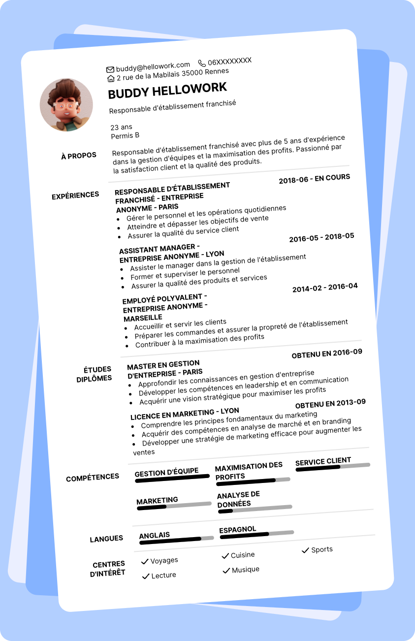 Exemple CV Franchisé