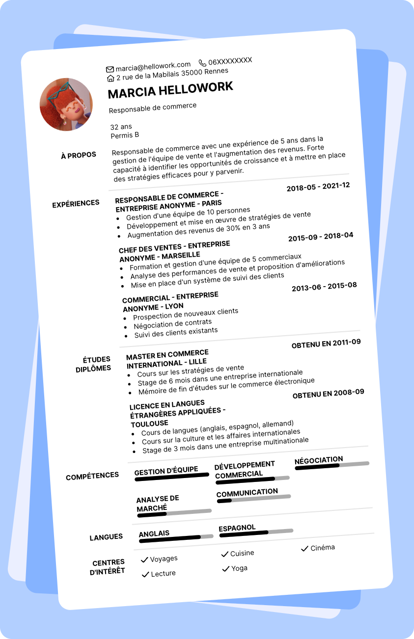 Modèle CV Commerçant Exemple CV Commerçant