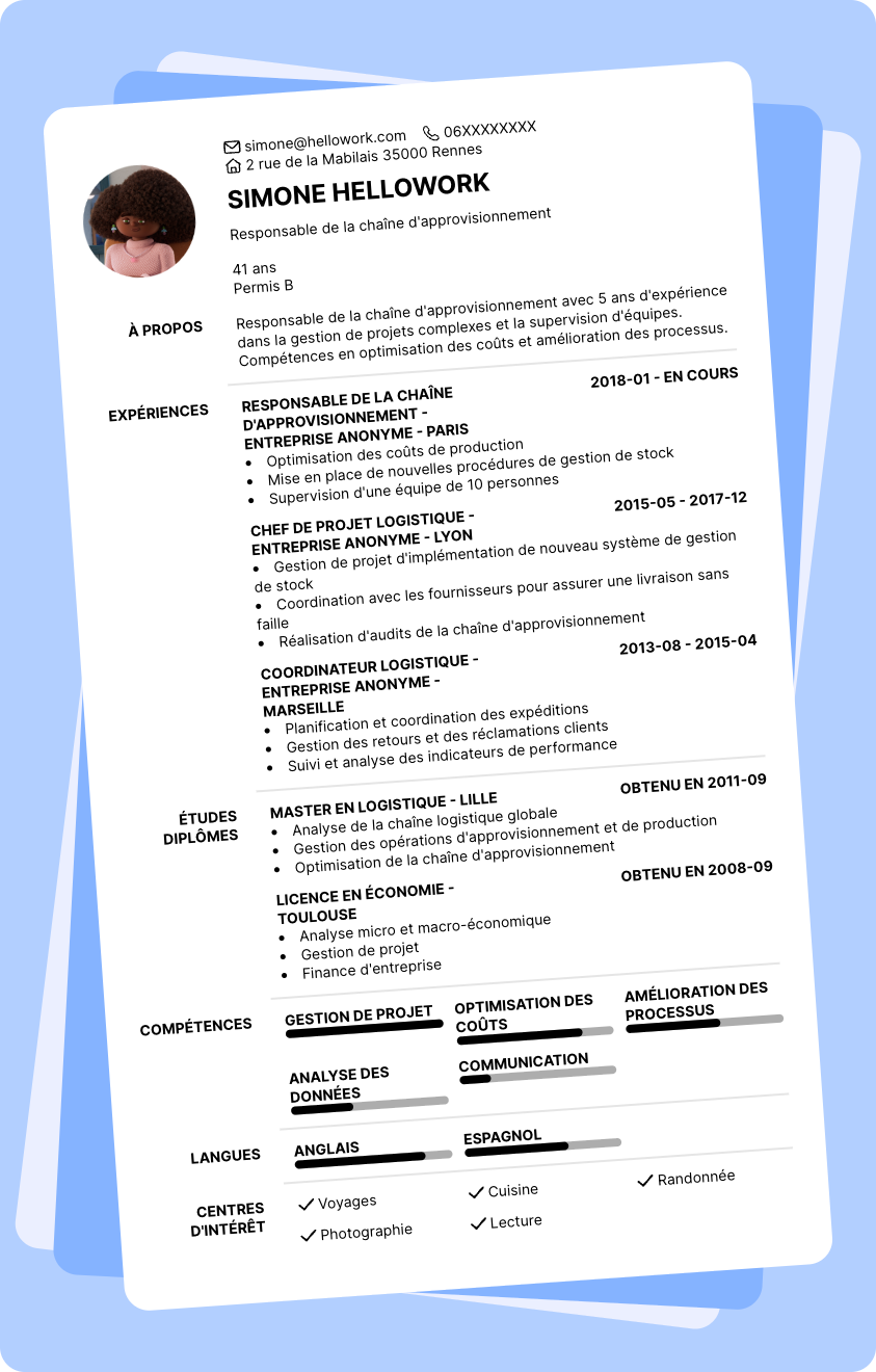 Modèle CV Responsable approvisionnement Exemple CV Responsable approvisionnement