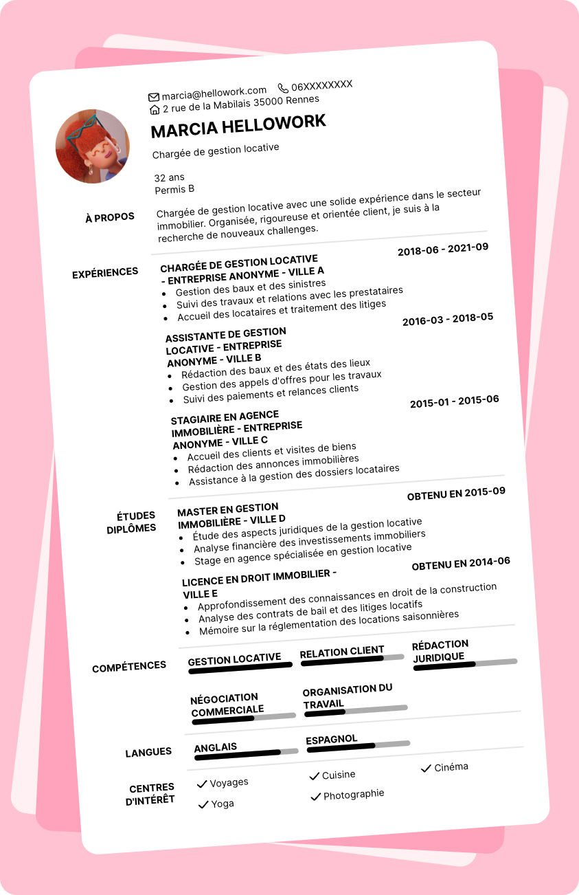Modèle CV Chargé de gestion locative Exemple CV Chargé de gestion locative