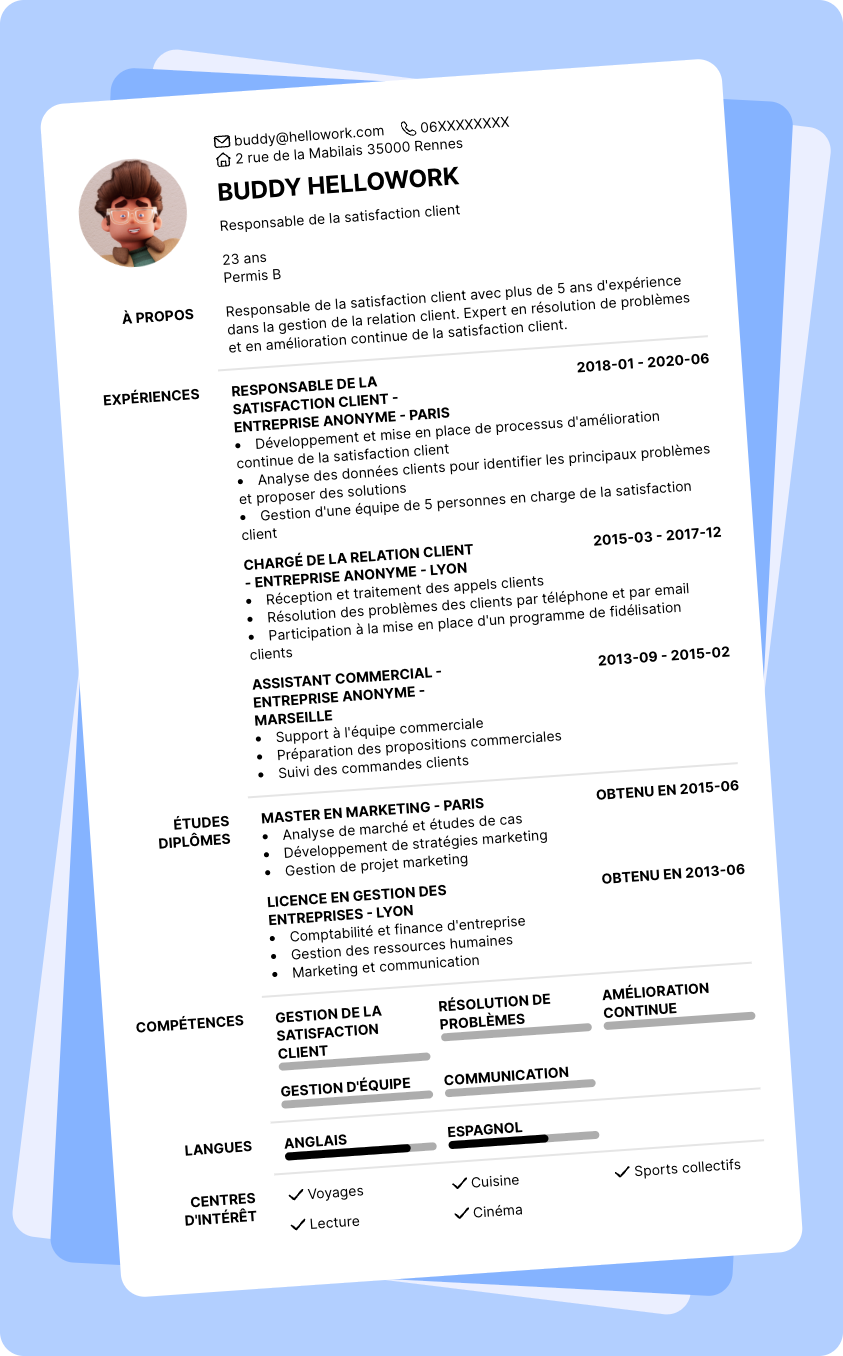 Exemple CV Customer success manager