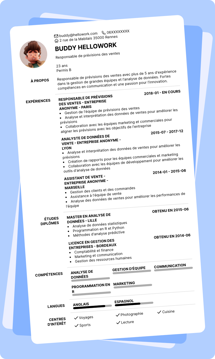 Modèle CV Demand planner Exemple CV Demand planner