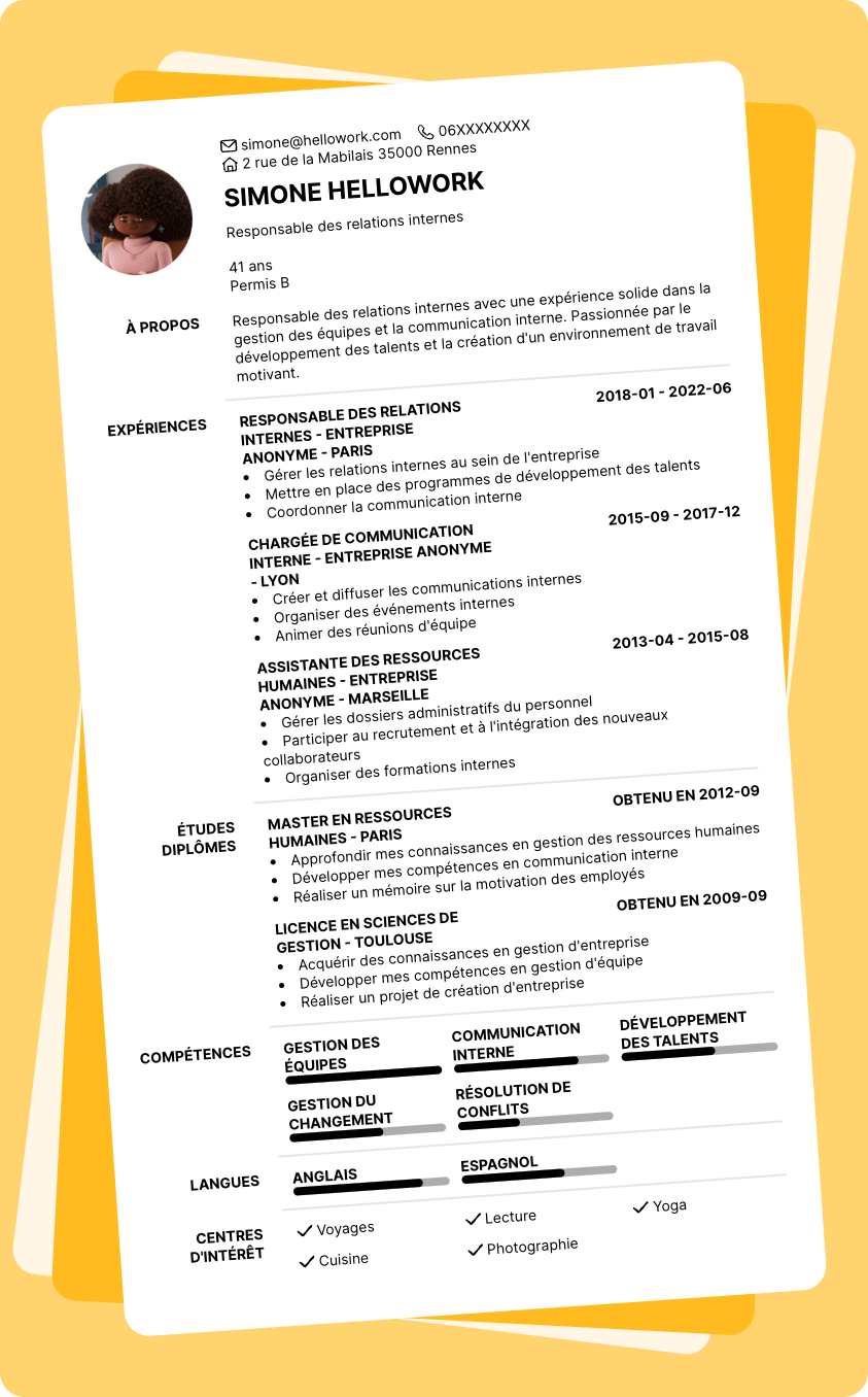 Exemple CV Happiness manager