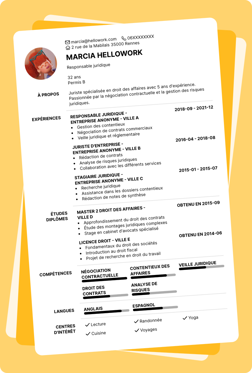 Exemple CV Responsable juridique