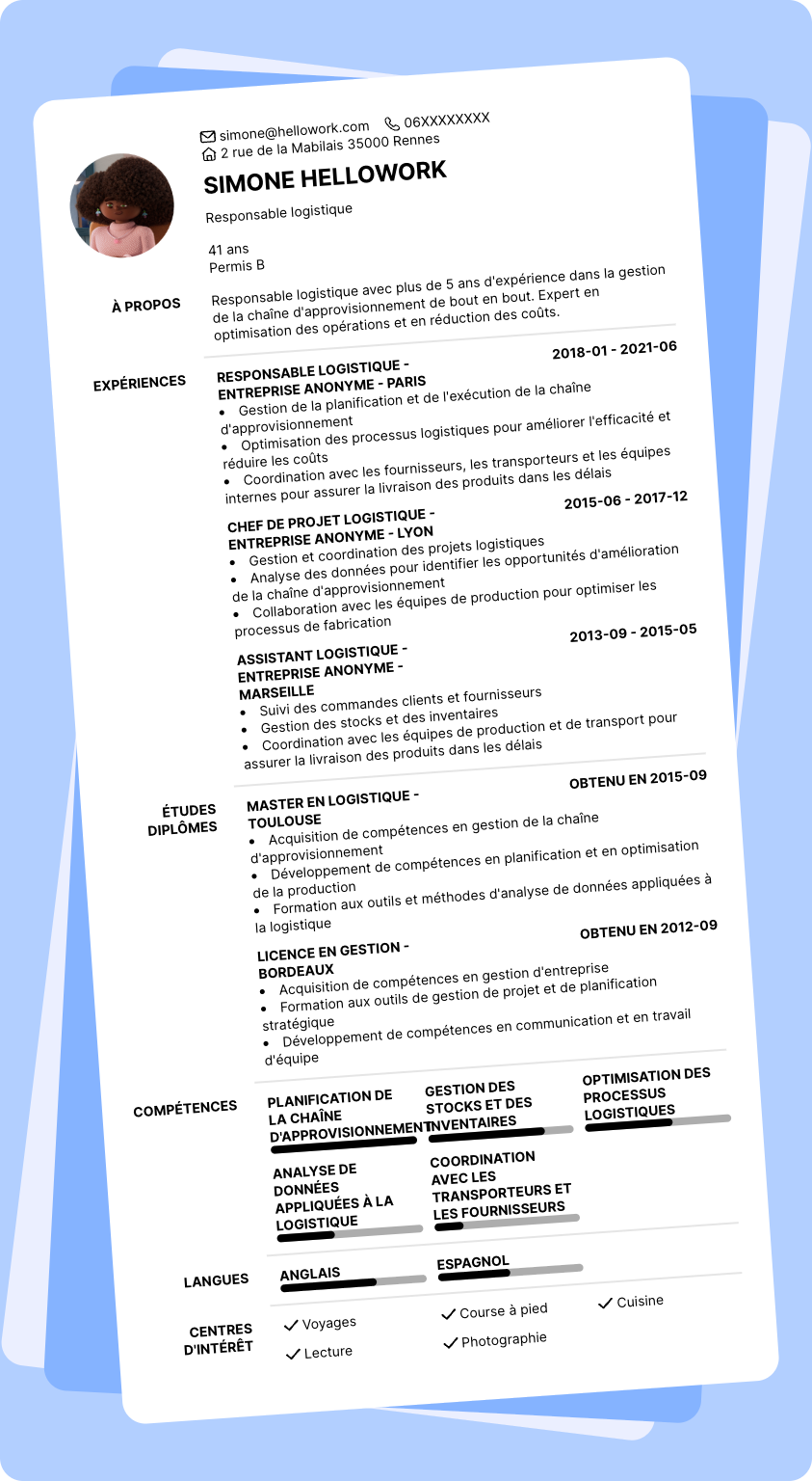 Modèle CV Responsable logistique Exemple CV Responsable logistique