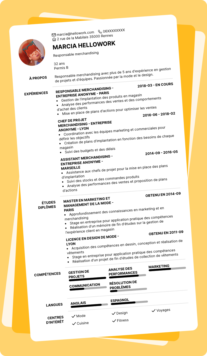 Exemple CV Responsable merchandising