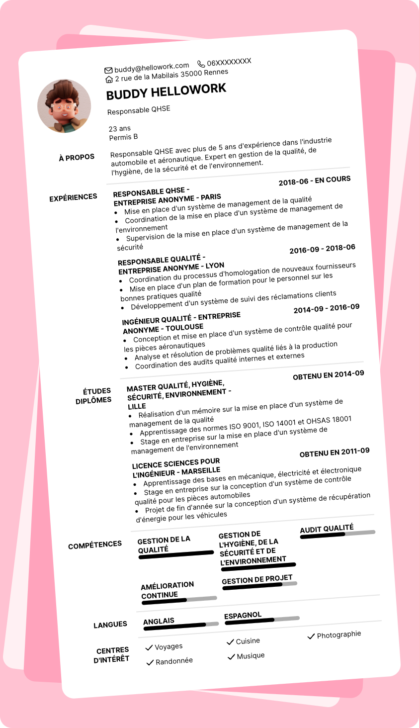 Exemple CV Responsable QSE