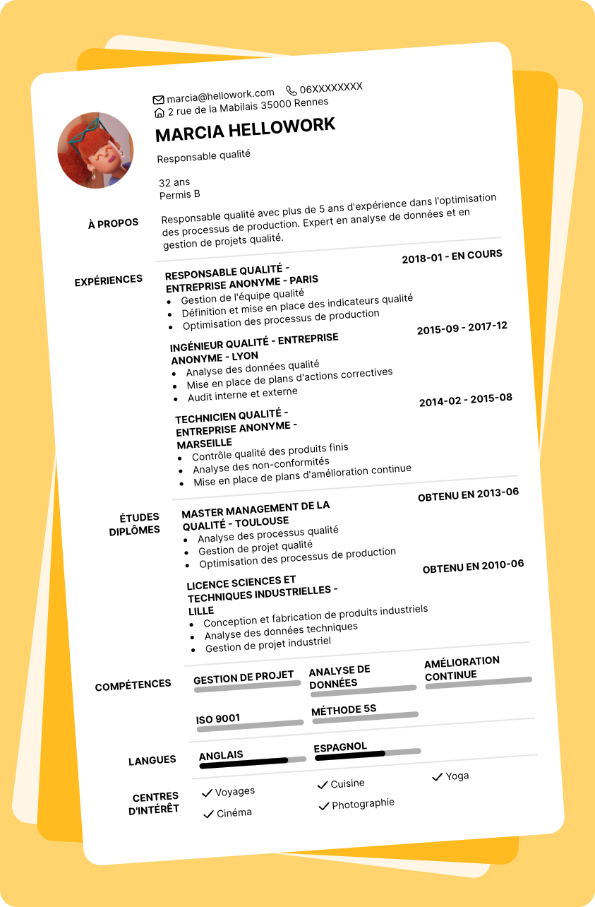 Exemple CV Responsable qualité