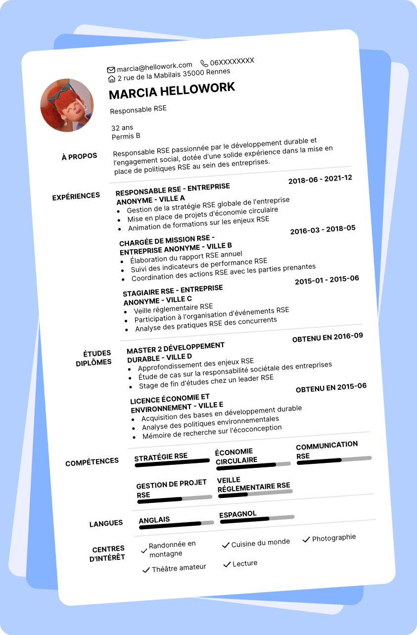 Exemple CV Responsable RSE