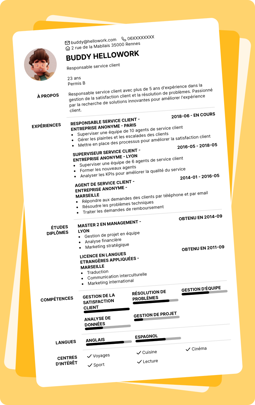 Exemple CV Responsable service client