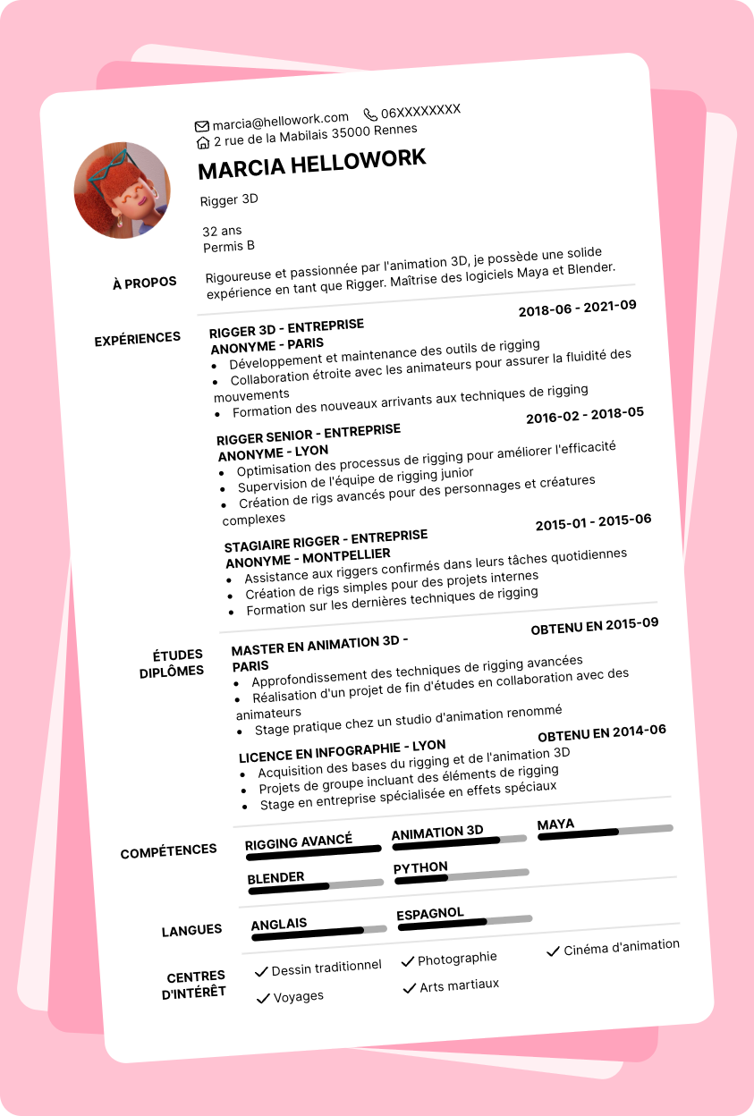 Exemple CV Rigger
