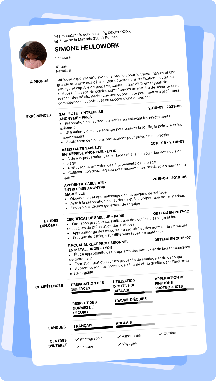 Exemple CV Sableur