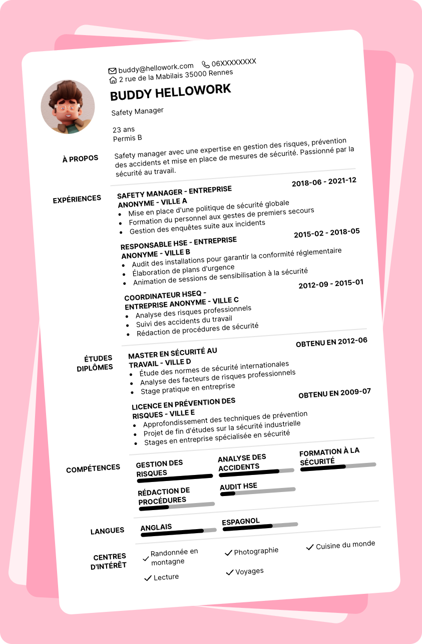 Exemple CV Safety manager