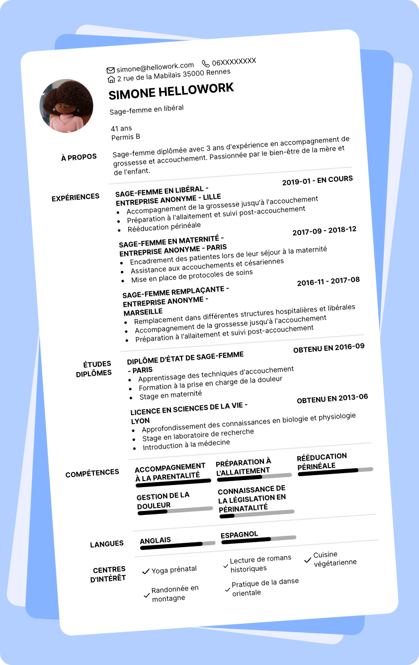 Modèle CV Sage-femme Exemple CV Sage-femme