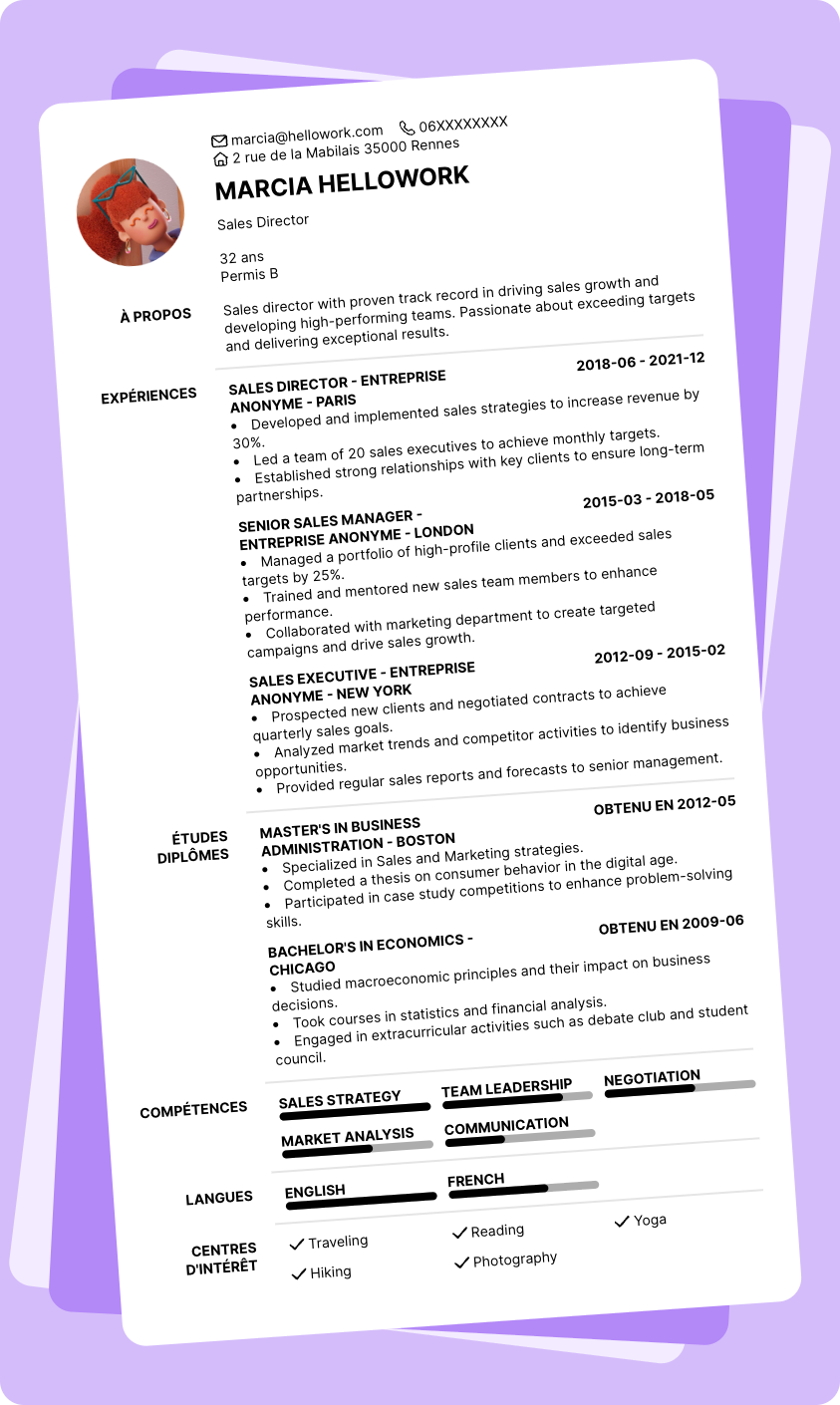 Exemple CV Sales director