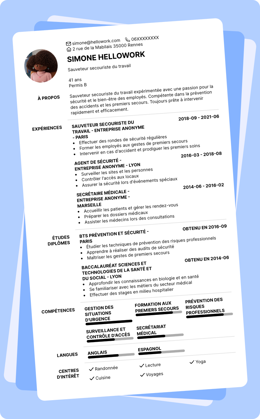 Exemple CV Secouriste
