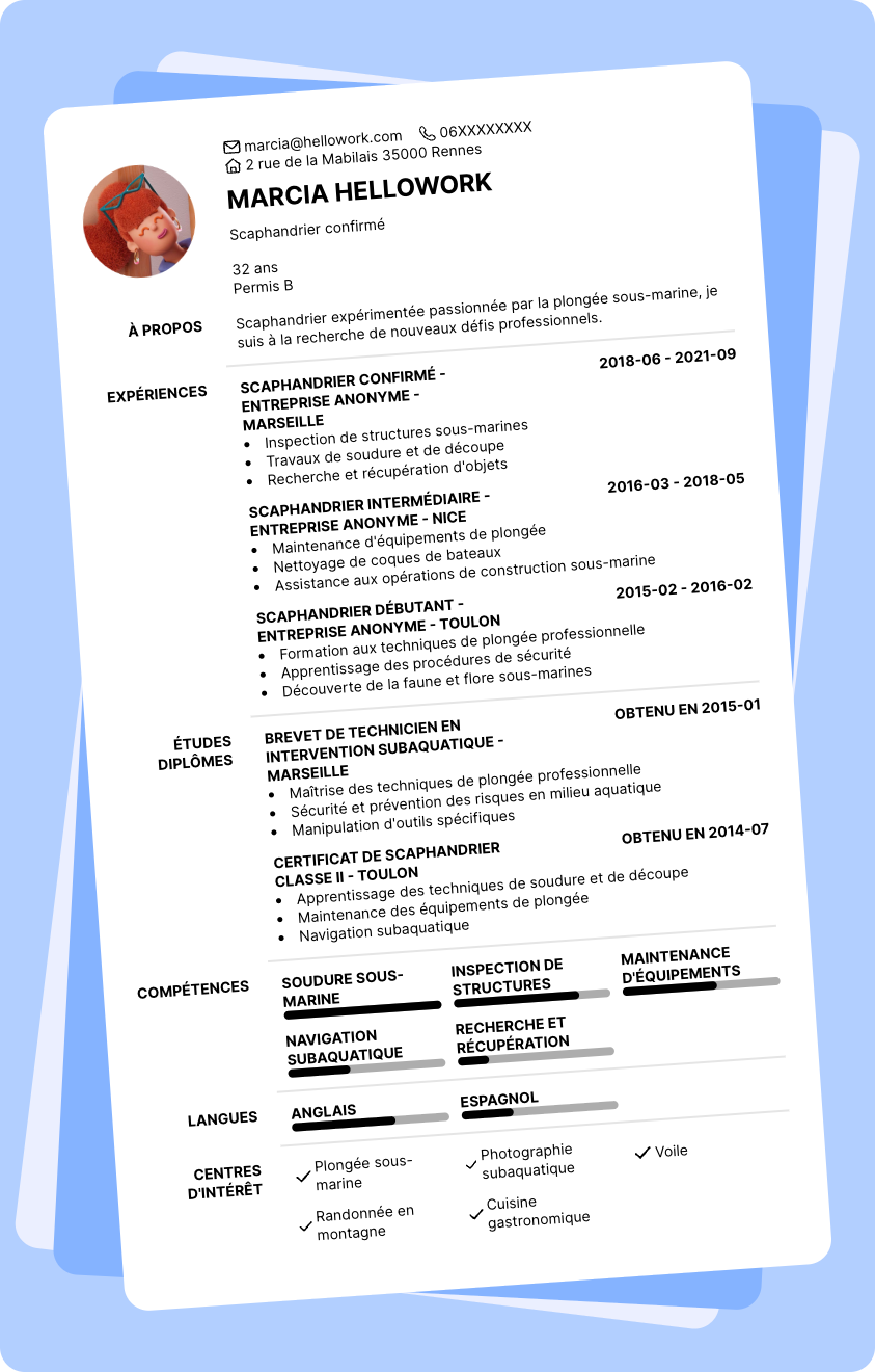 Exemple CV Scaphandrier