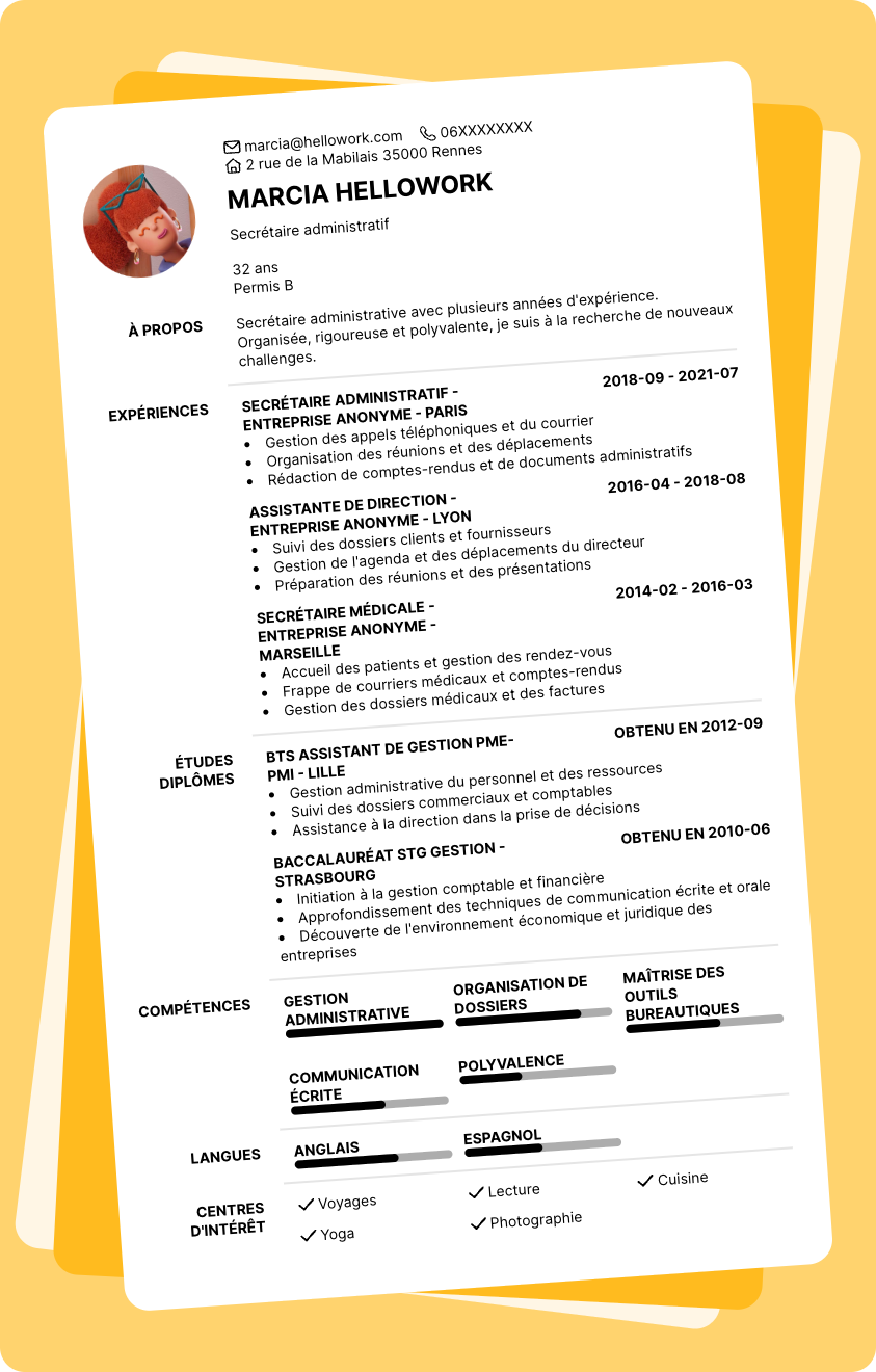 Exemple CV Secrétaire administratif
