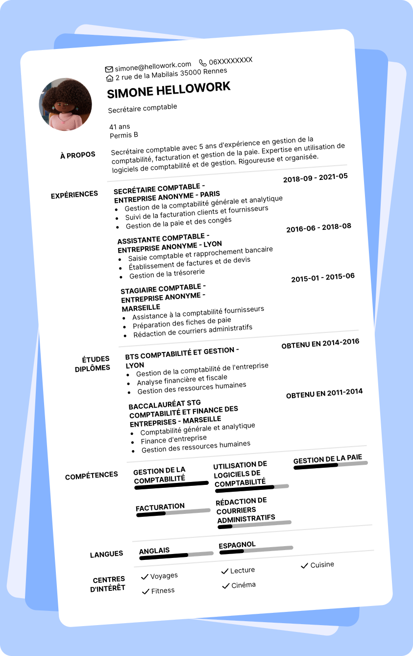 Modèle CV Secrétaire comptable Exemple CV Secrétaire comptable