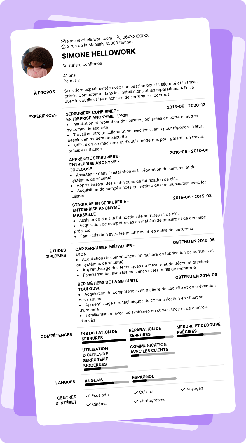 Modèle CV Serrurier Exemple CV Serrurier