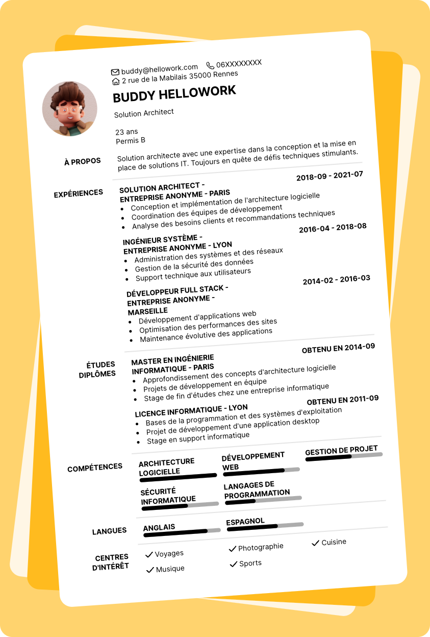 Modèle CV Solution architect Exemple CV Solution architect