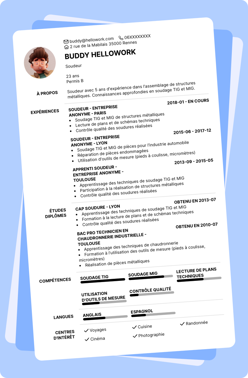 Exemple CV Soudeur