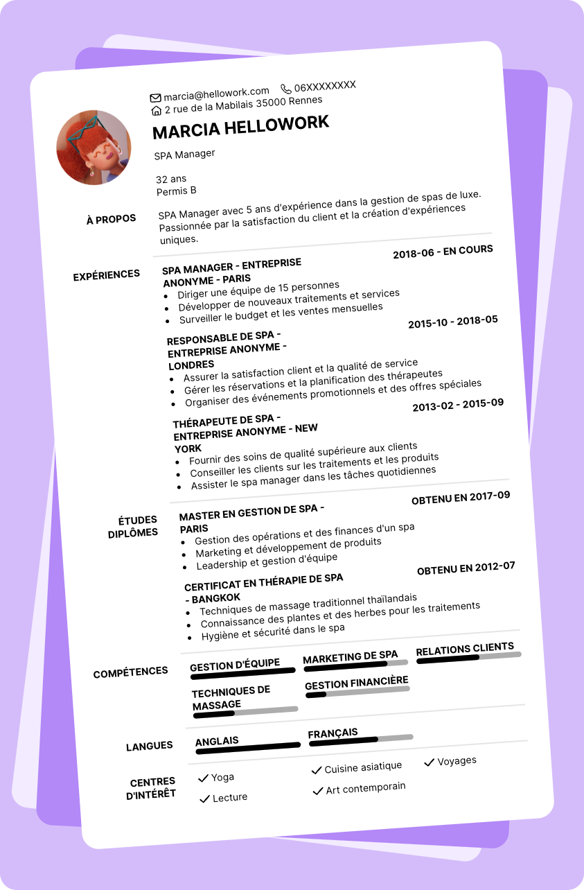 Exemple CV SPA Manager