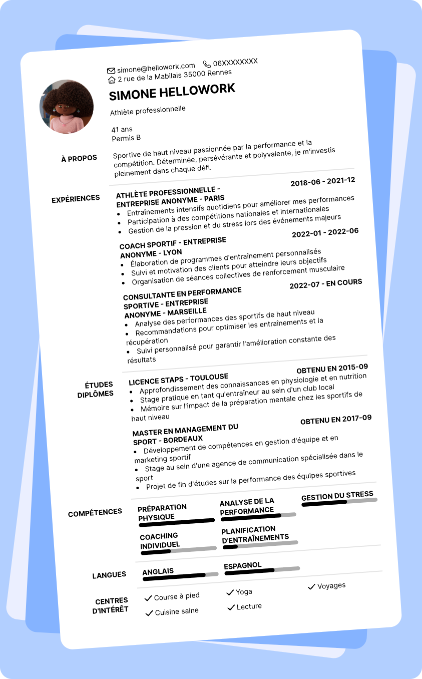 Exemple CV Sportif de haut niveau