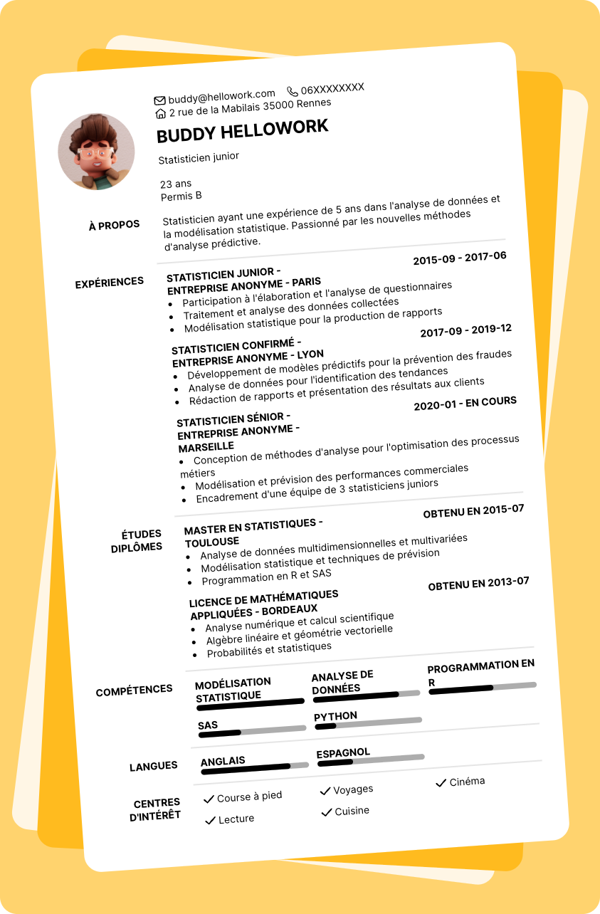 Exemple CV Statisticien