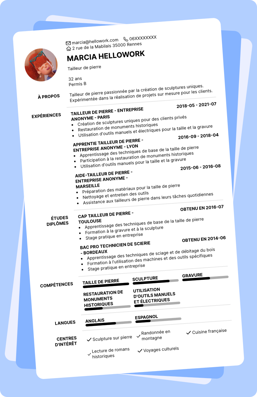 Exemple CV Tailleur de pierre